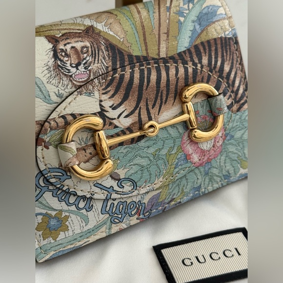 Gucci Shangai Calfskin Tiger Savanah Horsebit 1955 Card Case Wallet ~ NWOT - Picture 12 of 12